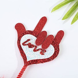 Hosfairy 1Pcs Valentines Day Glitter Heart Shaped Headband Love Heart Headband for Valentines Wedding Party Supplies (Style 1)