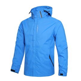 Hikevitang Men's Lightweight Waterproof Rain Jacket,Shell Hooded Outdoor Raincoat Hiking Windbreake jacket(R6226-Col-B-S)