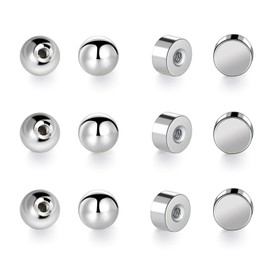 6 Pairs Screw Ball Backs and 6 Pairs Flat Backs Sugical Stainless Steel Earring Backings Replacement Hypoallergenic for 18/20G Threaded Post Screw Studs Earrings（Pack of 6)