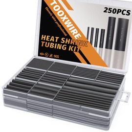 250 Pcs Heat Shrink Tubing Kit Ratio 3:1 for Wires,Marine Grade Heatshrink Wrap，Black，1.77" or 3.54" Length