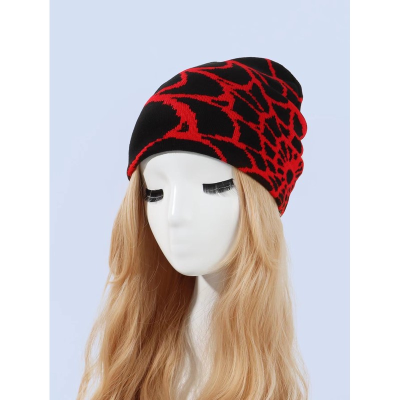 Y2k Beanie Winter Hats Knit Caps Unique Stylish Spider Web