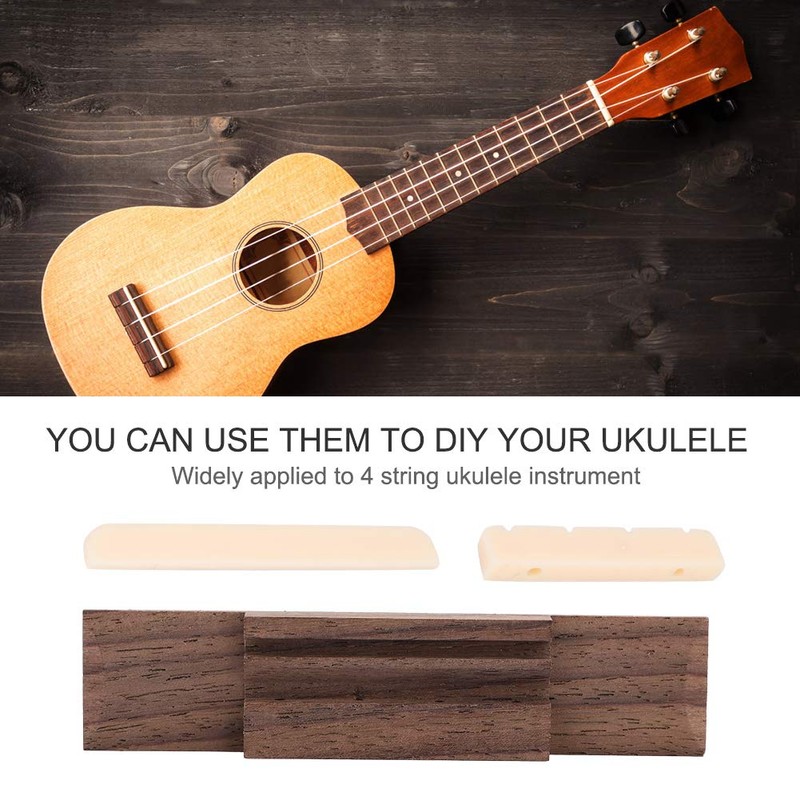 Ukulele Bridge Set Rosewood Bridge Plastic Nut & Saddle DIY