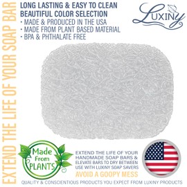 Soap Savers for Bar Soap & Shampoo Bar Holder, American Made by Luxiny, Lifts Soap in Soap Dishes & Shower Soap Holders – Bars & Soap Lasts Longer - Made from Plant Based Material (Ice Crystal)