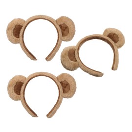 VICASKY 3pcs Bear Ear Headband Animal Ears Cosplay Bear Headband Cute Hairband Fluffy Animal Head Wear Tail Fluffy Grizzly Hairband Hairbands Head Horns Horn Zoo Hair Hoop Fabric Brown