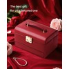 CASEGRACE Jewelry Box,3 Layers Leather Jewelry Storage Box with Lock,