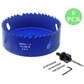 Seimneire 4 Inch Hole Saw with Heavy Duty Arbor, 1.2 Inch Cutting Depth HSS Bi-Metal Hole Drilling Cutter for Smoothly Cutting in Wood Cornhole Boards Plastic Drywall & Thin Metal