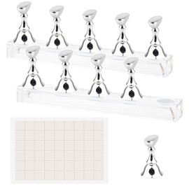 Difenni Nail Stand Acrylic Nail Art Display Stand Magnetic Nail Tips Practice Holder 54 Pcs Reusable Adhesive Putty for DIY Painting Nails Stand kit (silver)
