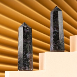 Indigo Gabbro Healing Crystal Tower Obelisk – Crystals and Healing Stones for Meditation, Reiki, Chakra Balancing, and Crystal Grids – Crystal Points for Home or Office – Spiritual Decor & Gift