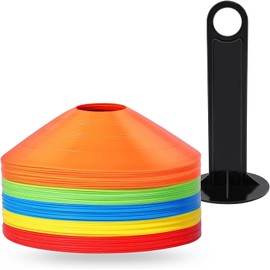 OUTDOORN 25 x Coloured Marker Cones, Accessories for Football & Slalom Training, Outdoor Training Accessories
