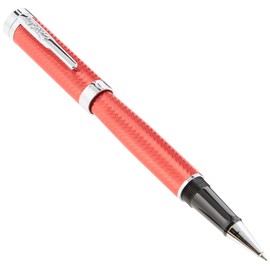 Conklin Herringbone Signature Rollerball Pen - Red with Chrome Trim, Bold Engraved Design, Smooth Refillable Writing Experience, Ideal Gift for Executives and Writing Enthusiasts