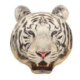 XIGUI 18 inches Tiger Tiger's Head Stuffed Animal,Tiger Plush Toy,Realistic Tiger Head Plush Toy Pillow,for Kids Boys Girl Soft Pillow Jungle Birthday Valentine (White)