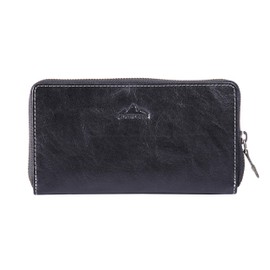 Alpenleder Edelweiss Purse - Genuine Leather Wallet - High-Quality Brown Vintage Leather Wallet with RFID Protection and Many Compartments for Women (19 x 11 x 2 cm), ebony, Classic