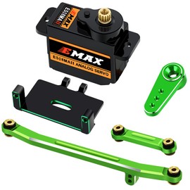 EPINON for AXIAL SCX24 Servo Metal Gear EMAX Servo Steering Servo with Servo Mount Bracket and Arm and Steering Link Set SCX24 Upgrade Parts (Green)