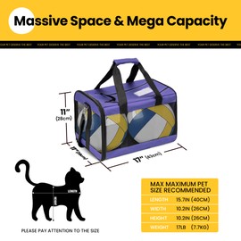 Conlun Cat Carrier Airline Approved, Soft-Sided Dog Carrier with Inner Safety Leash, Pet Transport Carrier for Small-Medium Cats Puppies up to 15 Lbs, Collapsible Travel Kitten Carrier Bag -Purple M