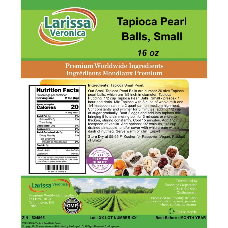 Tapioca Pearl Balls, Small (16 oz, ZIN: 524965) - 2