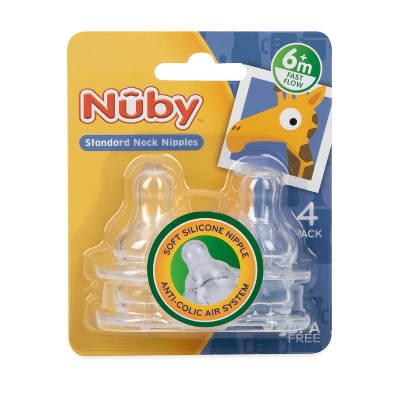 Nuby - Juego de 4 pezones de flujo rápido para