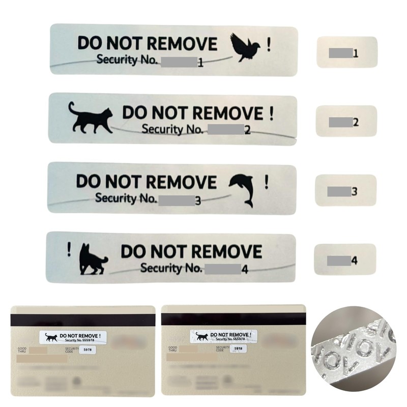Credit Card Security Seal No Residue Serial Numbered Large and