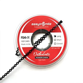 SNAWOP Cadena de energía dental de ortodoncia multicolor, bandas elásticas de goma para dientes (largo, negro)