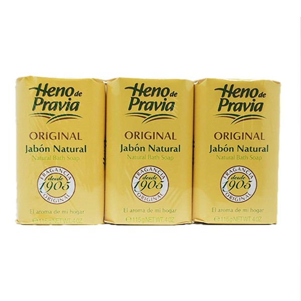 Heno de Pravia Natural Bath Soap 4oz (3 Soaps Total)