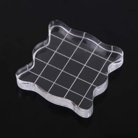 Stamp Block, Transparent Acrylic Stamping Blocks with Grid Lines, Clear Acrylic Stamping Platform Essential Stamping Tools for Scrapbooking Crafts Making(10 cm)
