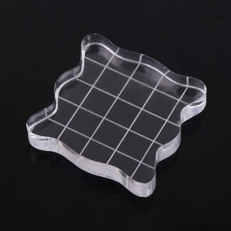 Stamp Block, Transparent Acrylic Stamping Blocks with Grid Lines, Clear