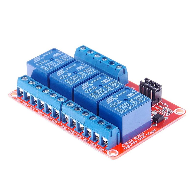 Hailege 2pcs 24V 4 Channel Relay Module OPTO Insulated Support