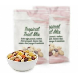 Trail Mix Tropical: Butter Toffee Peanuts, Cashews, Pineapple, Banana Chips, Papaya, Dried Cranberries & Raisins – Sweet & Crunchy Gluten Free Fruit Nut Snack, 2 Nice Pack (14oz Total)