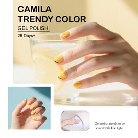 CAMILA ¿ 6pcs 15ml Neon Yellow Gel Nail Polish - Soak Off UV/LED Gel Polish Set Yellow Nail Art Set for Women, Professional Salon DIY Manicure Kit with High Pigment & Long Lasting Effect D