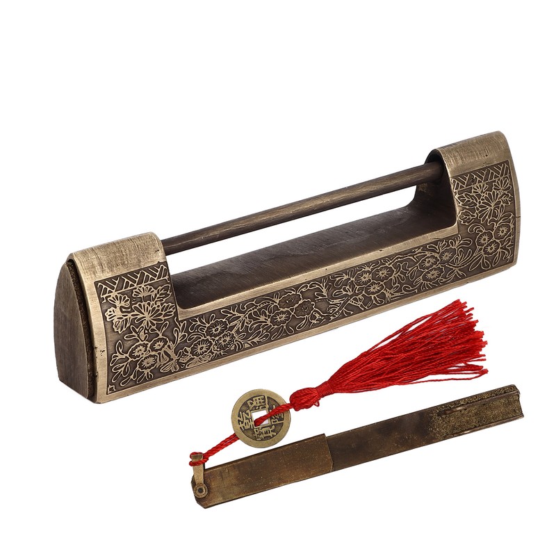 Chinese Antique Lock Retro Spacing 9cm/3.5in Classic Pattern Brass Horizontal