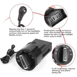 Interruptor de Control de Lámpara de Faro Automático, Interruptor de Faro de Plástico ABS Negro Interruptor de Faro Automático Apto para MK4