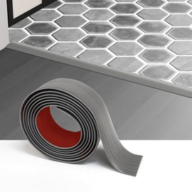 Floor Transition Strip - Self-Adhesive PVC Trim for Carpet to Flooring, Threshold Gap Cover (4ft x 1.57in, Grey Wood)