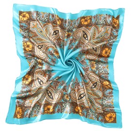 SHJINJU Women's 35" Satin Square Silk Like Hair Scarves and Wraps-Square Silk Head Scarf for wrapping hair and sleeping at night (11-style)