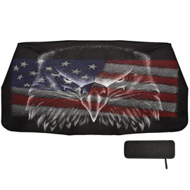 Dussdil Eagle Flag Car Windshield Sunshades Umbrella Window Sun Shade Visor Reflective Blocks UV Rays Protector Keep Cool Cover Foldable for Truck SUV Jeep