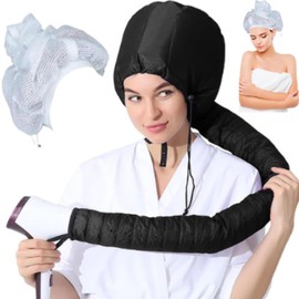 Gorro de red para secar el cabello rizado, gorra de red ajustable para secar el cabello rizado con cordón, gorro para secador de pelo, gorra de pelo rizado para mujeres (negro 1)