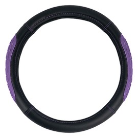FH Group Ultra Grip Silicone and Faux Leather Steering Wheel Cover fits most Cars, SUVs Purple
