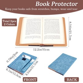 CRASPIRE 2 Colour Book Cover PU Leather Waterproof Book Cover Cyan Black Reusable Book Protector for Paperbacks Notebook Wraps with Pen Pockets for Book Lovers Gifts 6.1 x 8.54 Inches