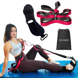 GULANESSY Stretching Strap with Loops -Nylon padded Strap Exercise Band for Physical Therapy, Yoga Strap for Stretching Equipment - Fascia, Hamstring & Leg Stretcher Belt (‎Red | Black)