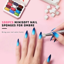 Karroy Sponge Pat Paint Nail Gel, Ombre Nails Gradient Gel Nail Blush Blooming Aura Nails Drawing Stripper Floral Painting DIY Nail Art, No Wipe, UV/LED Curing (12 Colors K)