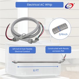Electrical AC Whip Assembly -3/4" x 6ft Non-Metallic Liquid Tight Electrical Conduit and 8 Gauge Wire A/C Hook-up Whip Kit