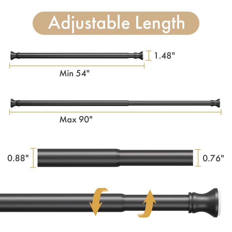 Amazer Spring Tension Shower Curtain Rod, 54-90 Inches Tension Curtain