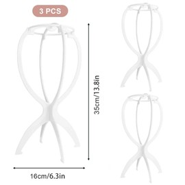 ElevaPulse Pack of 3 Wig Stand, Wig Head, Wig Head, Wig Head, Wig Head, Wig Head Holder, Hat Stand, Wig Head with Stand, Wigs Accessories (White)