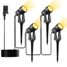 Pogestrand Low Voltage Landscape Lighting,4 Pack Outdoor LED Landscape Spotlights with Transformer 27V Garden Lights Pathway Lights IP65 Waterproof 3000K Warm White