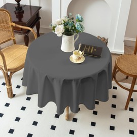 Comfonew 4 Pack Gray Round Tablecloth - 60 Inch Fabric Table Cloth, Waterproof and Wrinkle Resistant Washable Polyester Table Cover for Dining Table, Buffet Parties and Camping