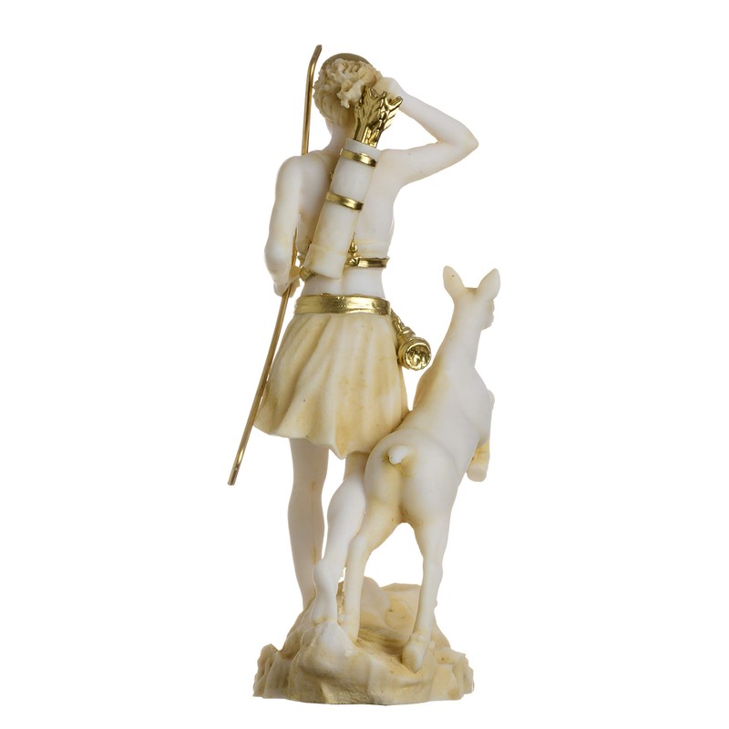 Goddess Artemis Diana Greek Statue Nature Moon Gold Tone Alabaster