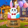 HZGDEJTG4FT Egg Basket Bunny Easter Inflatable Outdoor Decoration, with Built-in
