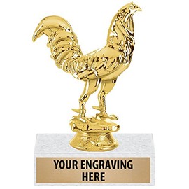 6" Gold Rooster Trophies - Custom Rooster Trophy Award