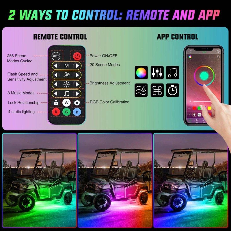 Nilight 2Pcs Golf Cart Underglow Light Kit for EZGO Yamaha