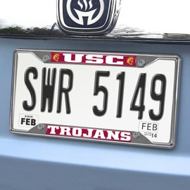 FANMATS 14802 Southern California Trojans Chrome Metal License Plate Frame, Team Colors, 6.25in x 12.25in