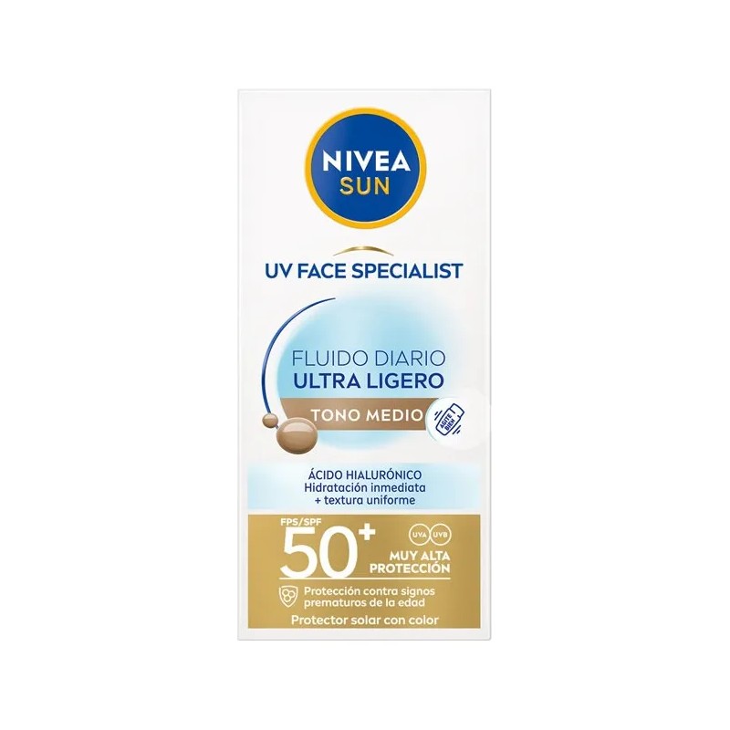 Protector Solar Facial NIVEA SUN Fluido Diario Tono Medio +