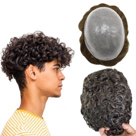 Toupee for Men Human Hairpieces Toupee Hair Units 10mm Wave Wigs Toupee Real Replacement System for Man 0.04mm PU Skin Natural Human Hair 10" x 8" (#2 Dark Brown)